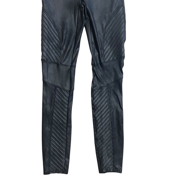 Spanx Faux Leather Moto Leggings Black Slimming Pants Size Medium - Picture 4 of 7